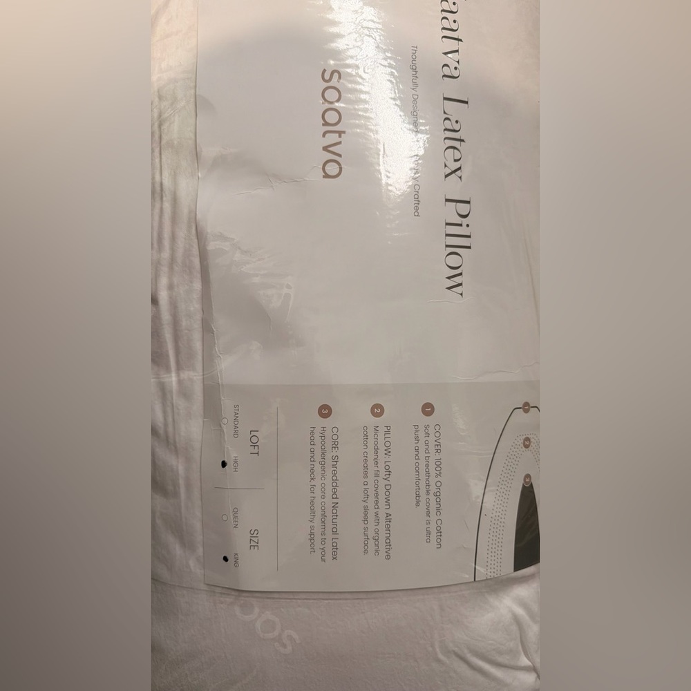 New Saatva Latex Pillow king High - Picture 2 of 5